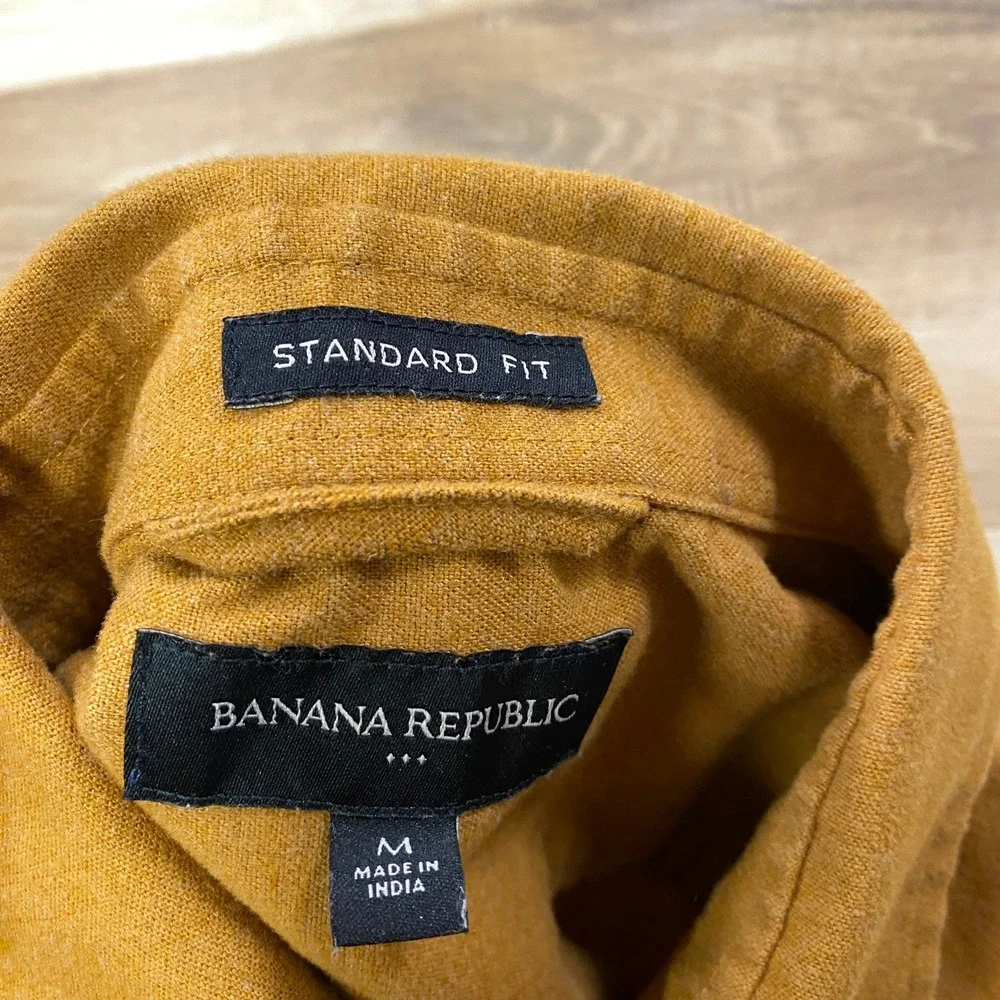 Banana Republic Shirt Mens M Workwear Moleskin Standard Fit Yellow Heritage